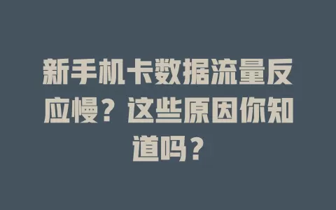 新手机卡数据流量反应慢？这些原因你知道吗？