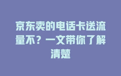 京东卖的电话卡送流量不？一文带你了解清楚