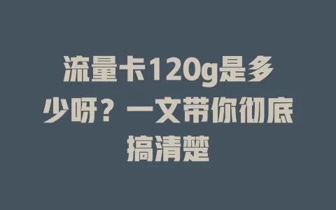 流量卡120g是多少呀？一文带你彻底搞清楚