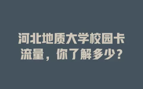 河北地质大学校园卡流量，你了解多少？