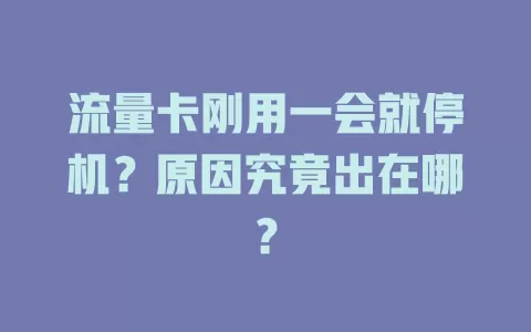 流量卡刚用一会就停机？原因究竟出在哪？
