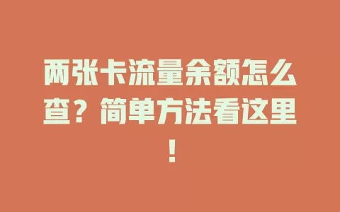 两张卡流量余额怎么查？简单方法看这里！