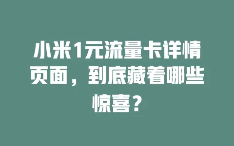 小米1元流量卡详情页面，到底藏着哪些惊喜？