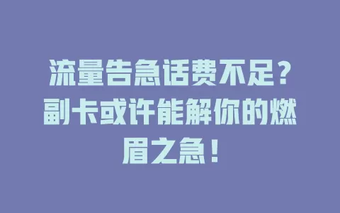 流量告急话费不足？副卡或许能解你的燃眉之急！