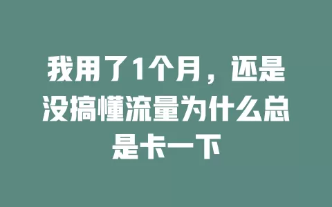 我用了1个月，还是没搞懂流量为什么总是卡一下