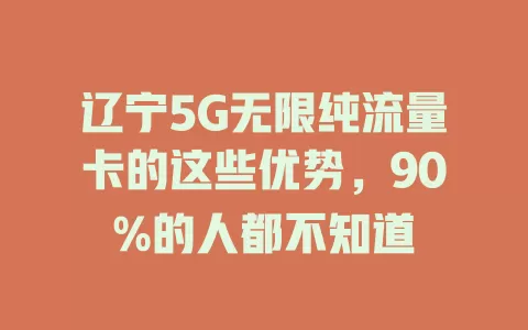 辽宁5G无限纯流量卡的这些优势，90%的人都不知道