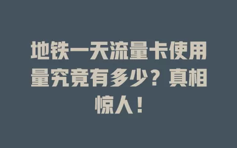 地铁一天流量卡使用量究竟有多少？真相惊人！