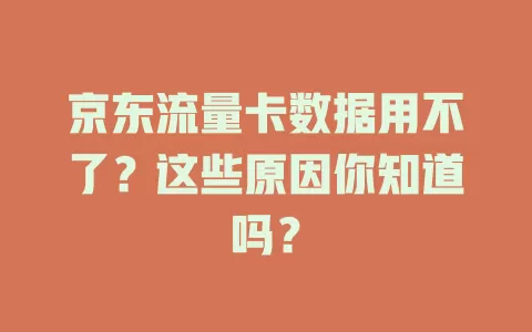京东流量卡数据用不了？这些原因你知道吗？