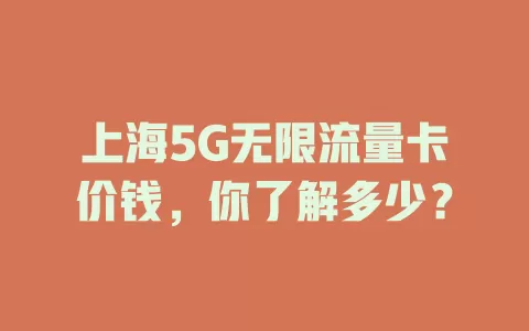 上海5G无限流量卡价钱，你了解多少？