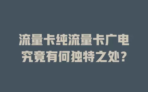 流量卡纯流量卡广电究竟有何独特之处？