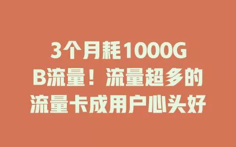 3个月耗1000GB流量！流量超多的流量卡成用户心头好