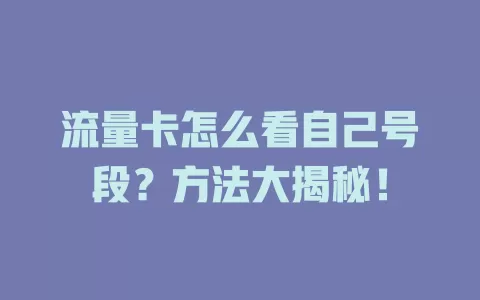 流量卡怎么看自己号段？方法大揭秘！