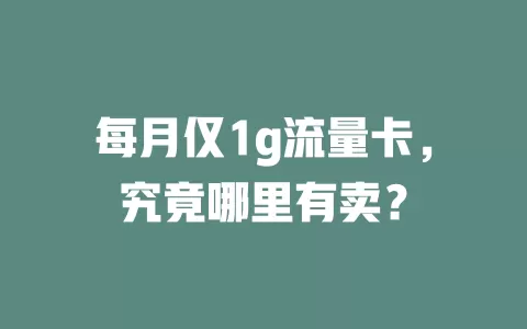 每月仅1g流量卡，究竟哪里有卖？