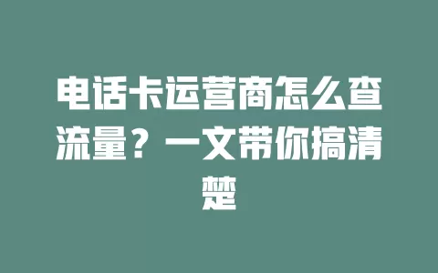 电话卡运营商怎么查流量？一文带你搞清楚