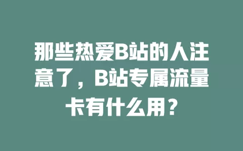 那些热爱B站的人注意了，B站专属流量卡有什么用？