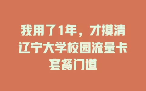 我用了1年，才摸清辽宁大学校园流量卡套餐门道
