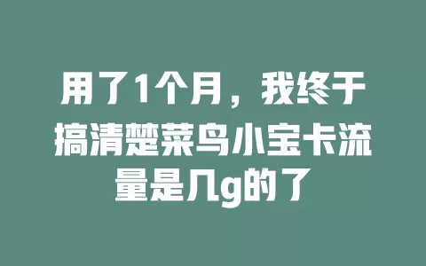 用了1个月，我终于搞清楚菜鸟小宝卡流量是几g的了