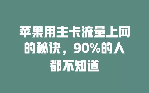 苹果用主卡流量上网的秘诀，90%的人都不知道