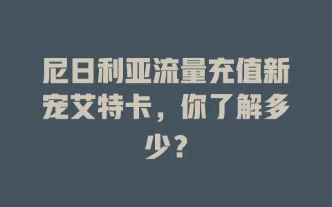 尼日利亚流量充值新宠艾特卡，你了解多少？