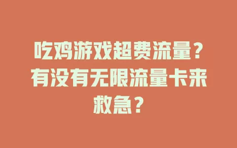 吃鸡游戏超费流量？有没有无限流量卡来救急？
