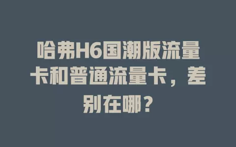 哈弗H6国潮版流量卡和普通流量卡，差别在哪？