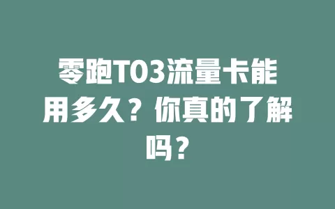 零跑T03流量卡能用多久？你真的了解吗？
