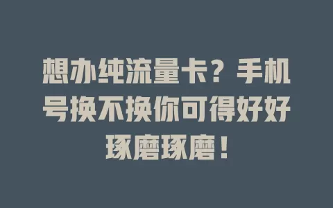 想办纯流量卡？手机号换不换你可得好好琢磨琢磨！