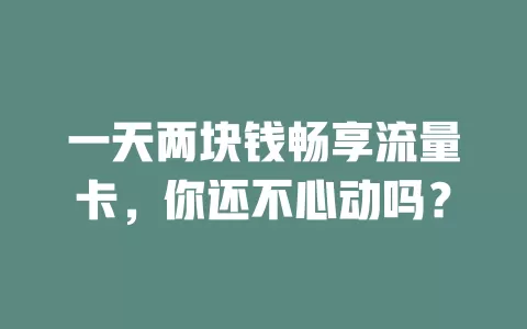 一天两块钱畅享流量卡，你还不心动吗？