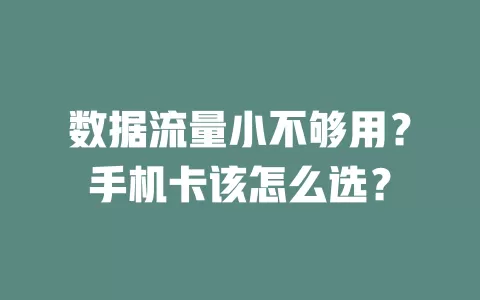数据流量小不够用？手机卡该怎么选？