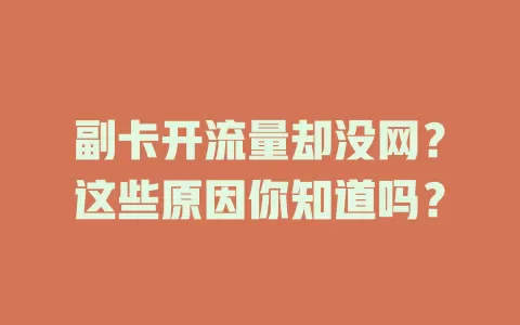 副卡开流量却没网？这些原因你知道吗？