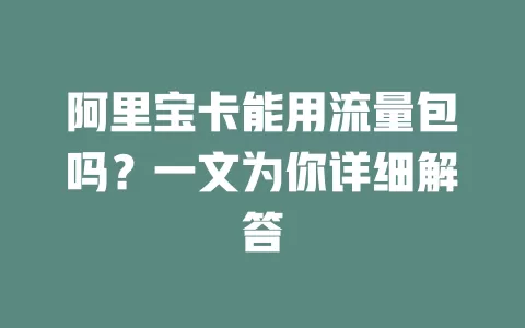 阿里宝卡能用流量包吗？一文为你详细解答