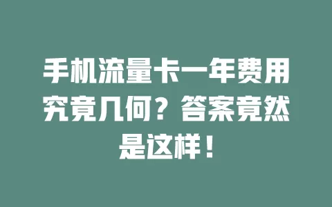 手机流量卡一年费用究竟几何？答案竟然是这样！