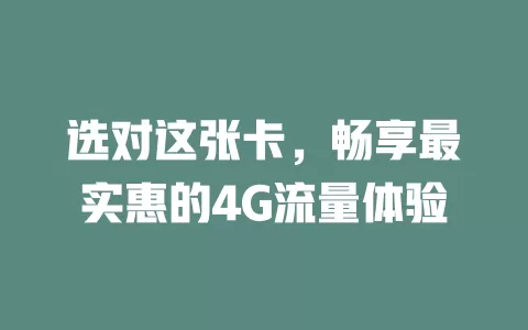 选对这张卡，畅享最实惠的4G流量体验