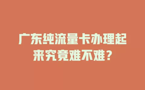 广东纯流量卡办理起来究竟难不难？