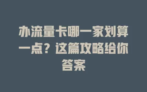 办流量卡哪一家划算一点？这篇攻略给你答案