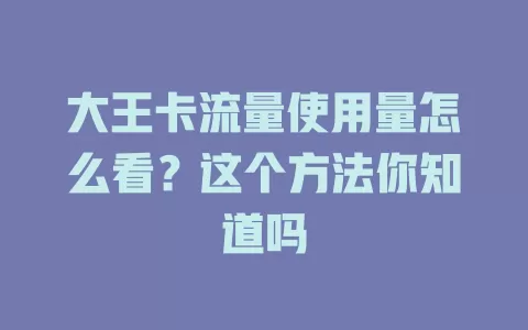 大王卡流量使用量怎么看？这个方法你知道吗