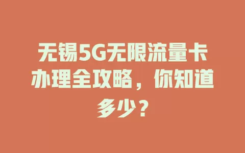 无锡5G无限流量卡办理全攻略，你知道多少？
