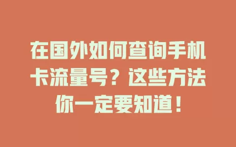 在国外如何查询手机卡流量号？这些方法你一定要知道！
