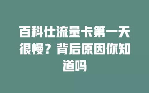 百科仕流量卡第一天很慢？背后原因你知道吗