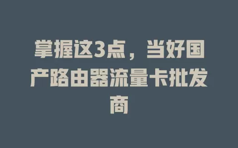 掌握这3点，当好国产路由器流量卡批发商