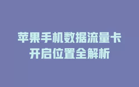 苹果手机数据流量卡开启位置全解析