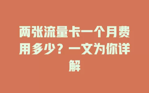 两张流量卡一个月费用多少？一文为你详解