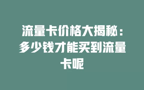 流量卡价格大揭秘：多少钱才能买到流量卡呢