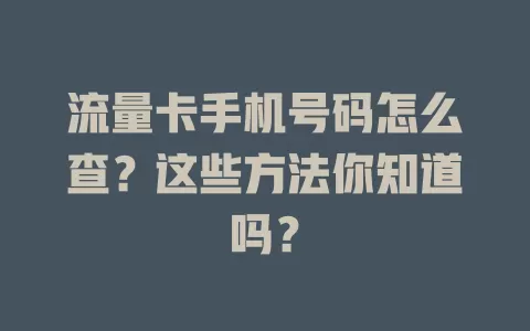 流量卡手机号码怎么查？这些方法你知道吗？