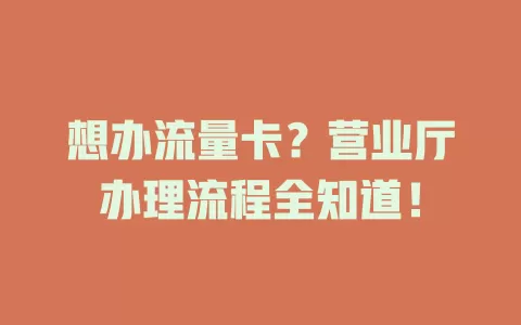 想办流量卡？营业厅办理流程全知道！