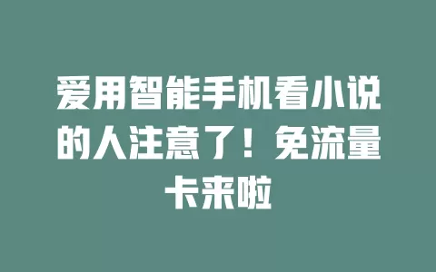 爱用智能手机看小说的人注意了！免流量卡来啦