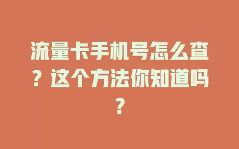 流量卡手机号怎么查？这个方法你知道吗？
