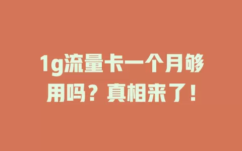 1g流量卡一个月够用吗？真相来了！