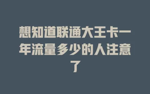 想知道联通大王卡一年流量多少的人注意了