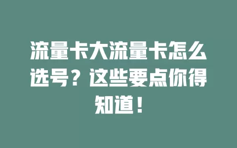 流量卡大流量卡怎么选号？这些要点你得知道！